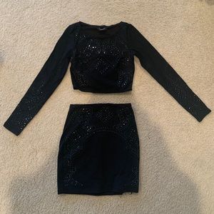 Bebe 2 piece black embellished set